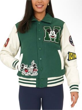 Disney Green and Cream Mickey Varsity Jacket